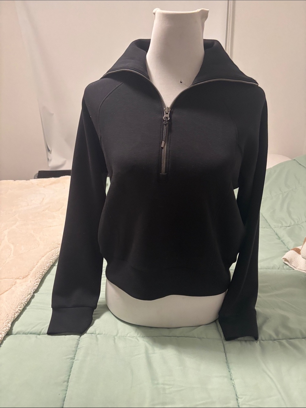 SPANX Black Half-Zip Funnel Neck Sweatshirt
